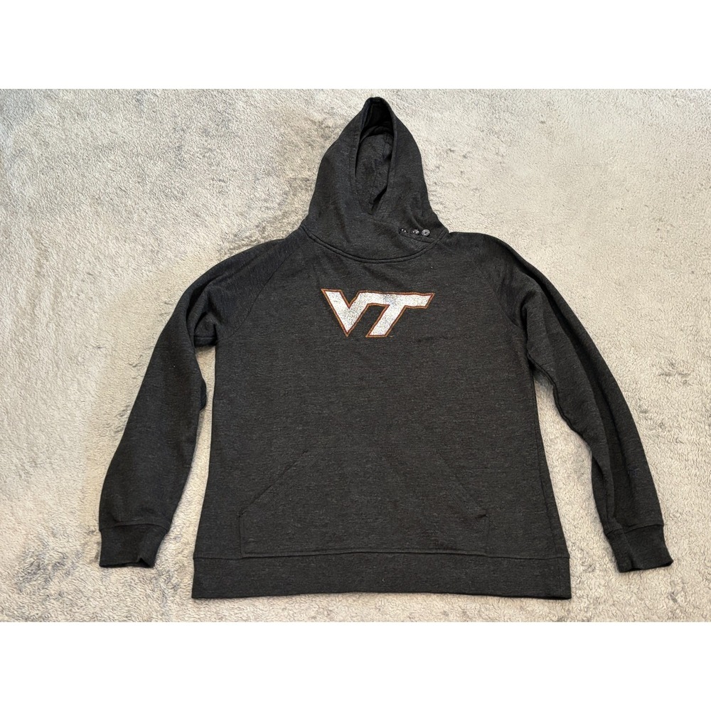 Virginia Tech Hokies Hoodie Sweatshirt Women's XL Charcoal Gray Pullover Ouray